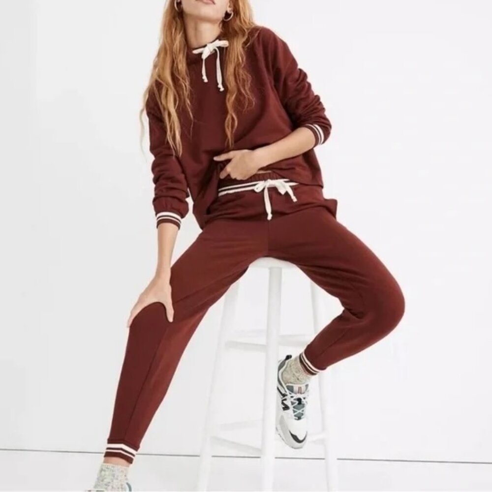 Madewell Maroon/White Stripe Jogger Set